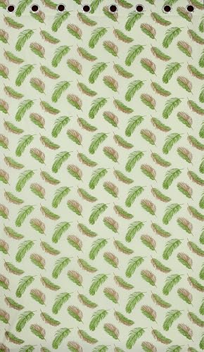 Image of Yarnis Feather Printed Light-Filtering Curtains 6 Feet Long Set of 2 for Window Living Room, Green, Parda