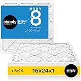 Simply 16x24x1 Air Filter, Merv 8, MPR 600, 6 Pack, Furnace Air Filter for HVAC (Actual Size: 15.75'x23.75'x0.75') DUST, Pet, & Allergy Control