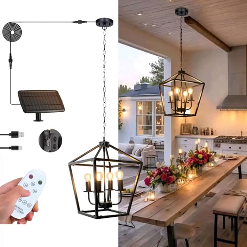 YIKEGE LICHT Solar Chandelier Outdoor, 15.75