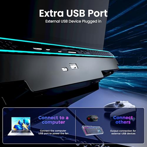 Image of Techie AeroTwin Pro Laptop Cooling Pad with Dual 110 mm High Airflow Turbo Fans | Touch LCD RGB Control with 10 Lighting Modes | Adjustable Laptop Stand with Phone Holder for Laptop and Tablet