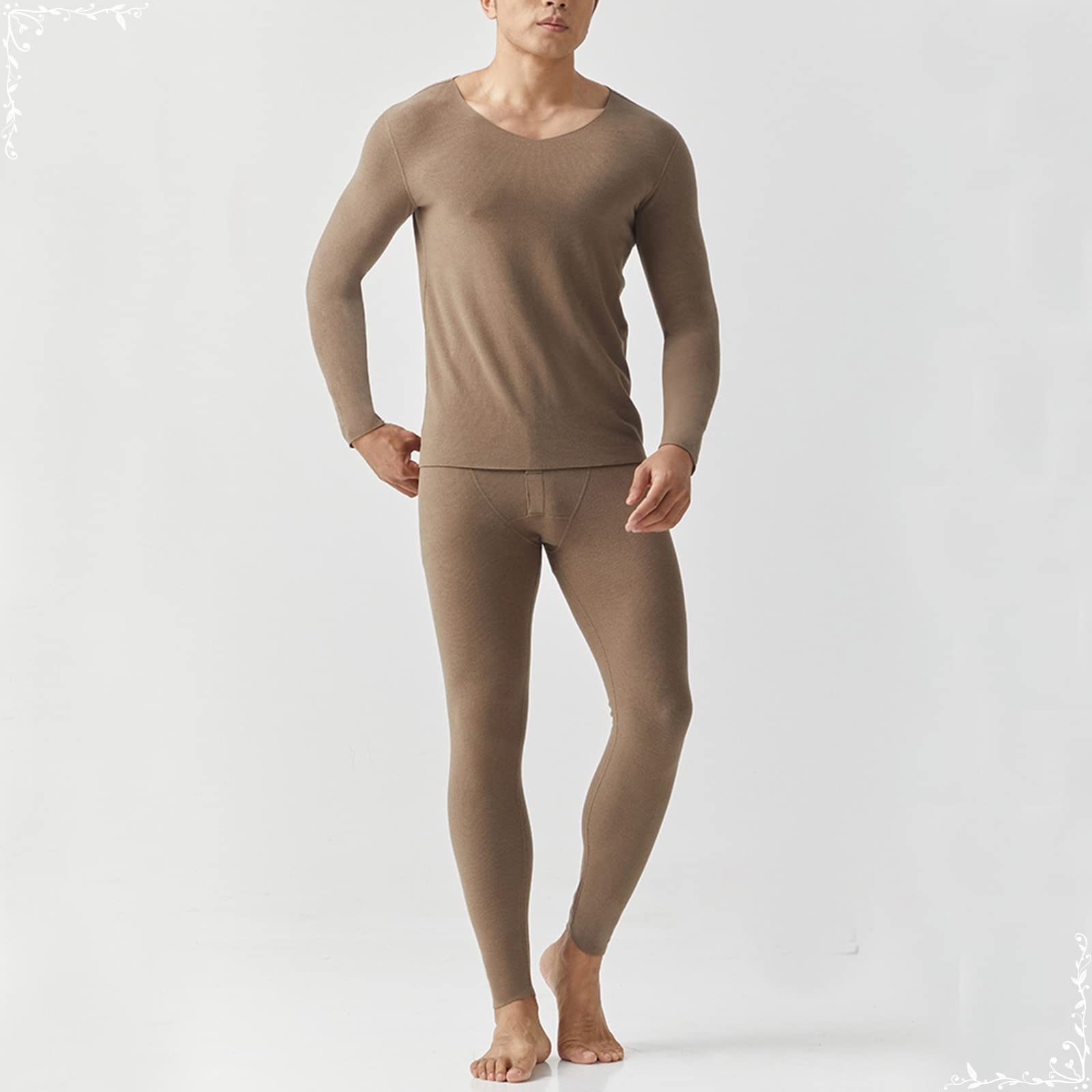 Dsnyu Thermal Wear for Men Top, Polyester V Neck Thermal Underwear Top, Navy Blue Inner Thermal Wear Top 2XL