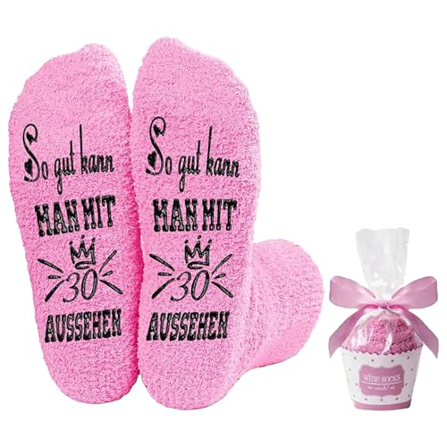 HJDJBD 1 Paar 30 Geburtstag Frauen,30 Geburtstag Frauen Geschenk,Anti Rutsch Socken Damen Geschenk,Beste Kuschelsocken,Lustige Socks,Socken Mit Spruch,Geburtstagsgeschenk für Mutter Tochter Freundin
