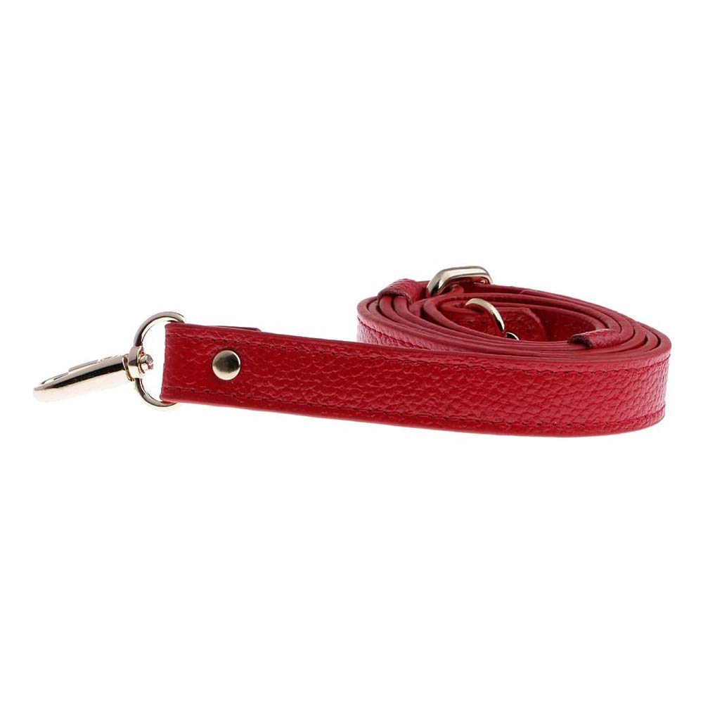 Tracolla In Pelle Per Borsa Rimovibile 55cm Rossa - Cinturino Di Ricambio Con Fibbia In Acciaio, Larghezza 1cm, Accessorio Moda Donna - copertina