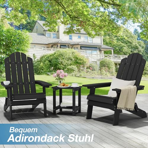 Adirondack Stuhl Klappbar für Outdoor Garten: Adirondack Chair Kunststoff HIPS Allwetter - Adirondack Gartensessel Wetterfest Ergonomisch Relaxsessel für Balkon/Feuerstelle/Beach - Einfache Montage