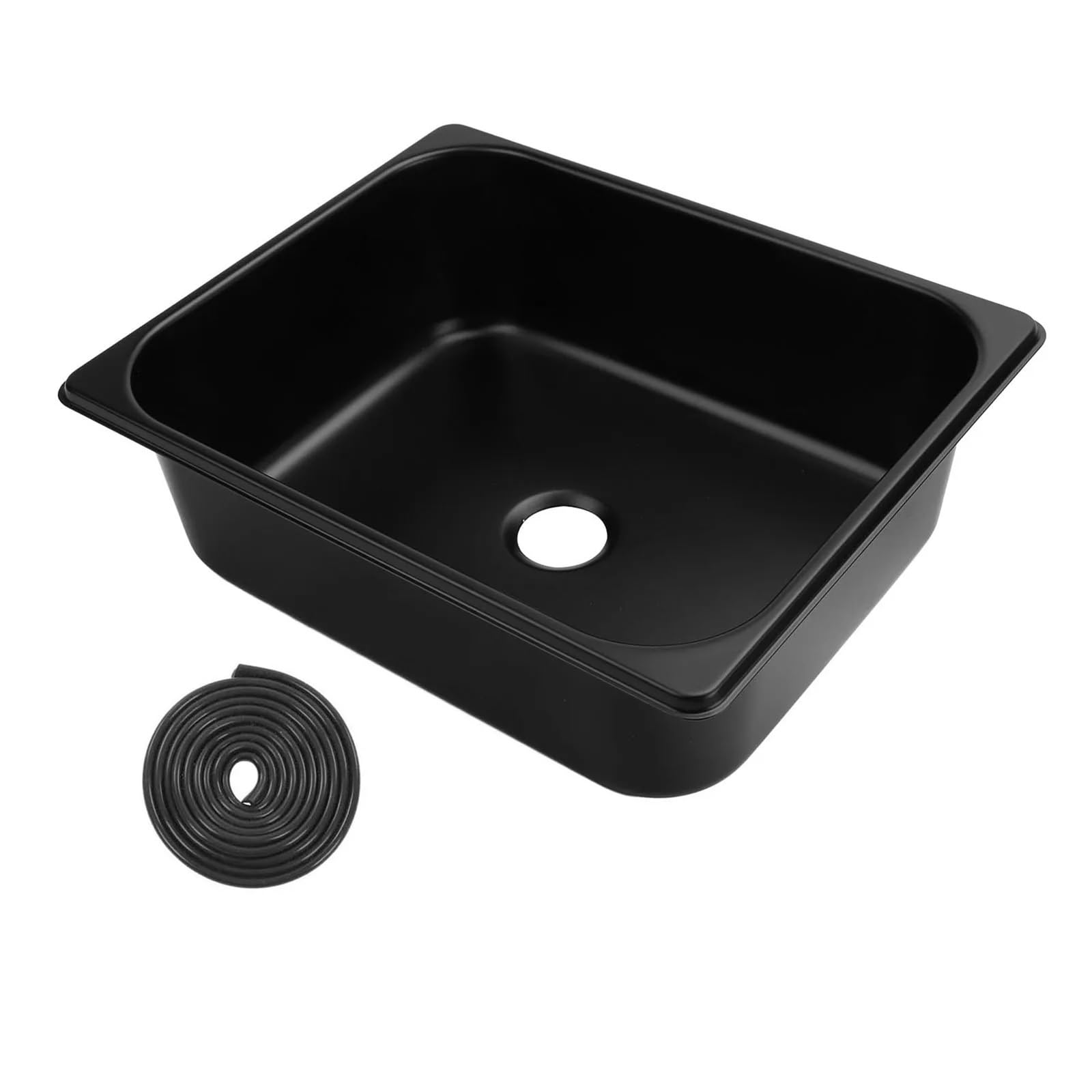 Yonmledo Black Rv Stainless Steel Wash Sink Rv Motorhome Sink 304 Stainless Steel Square Wash Basin Sink With 40Mm Outlet For Boat Caravan Campervan Yacht Accessories