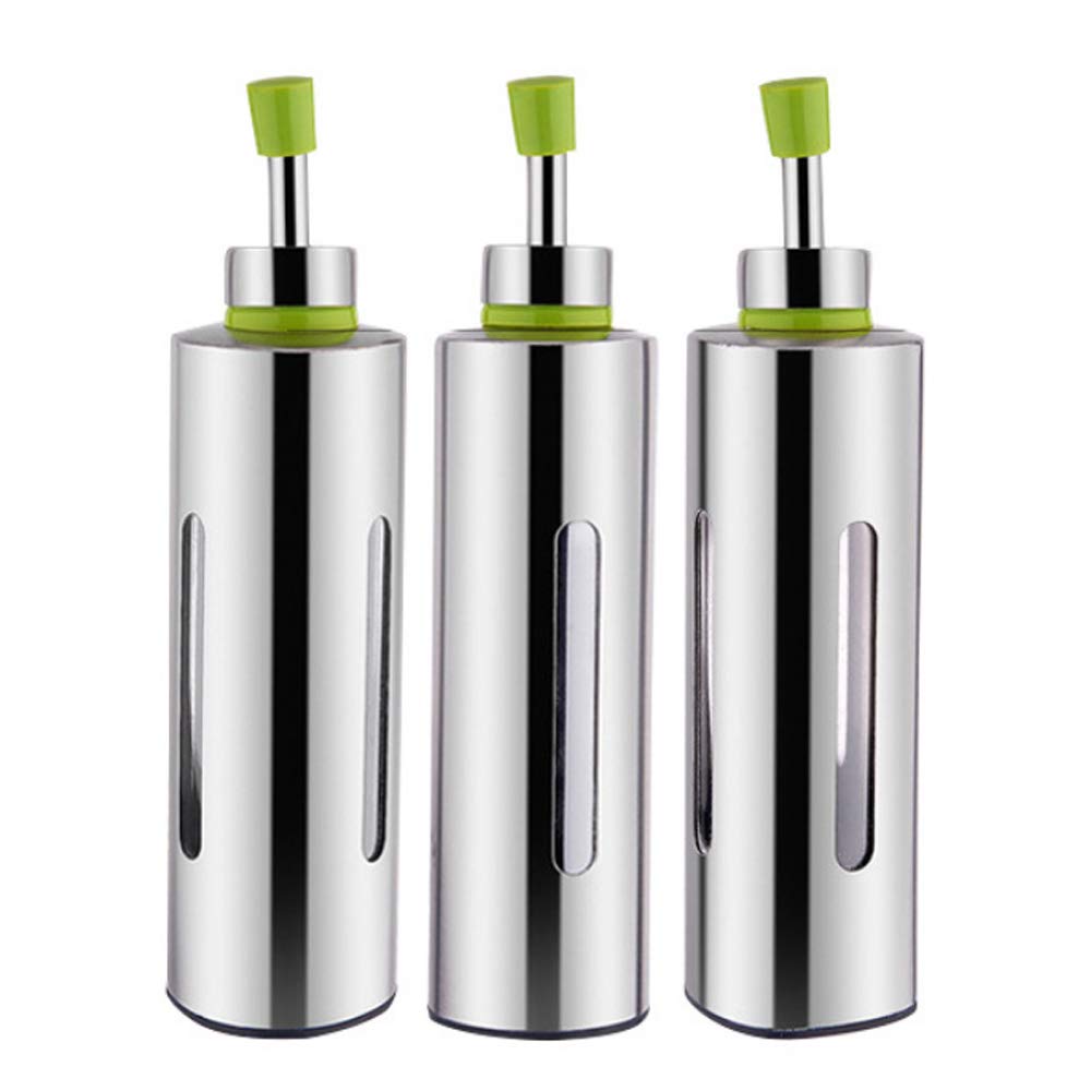 Stainless Steel Cruet Kitchen Household,for Oil, Soy Sauce, Vinegar, Cooking Wine Cruet, Leakproof and Controllable (3)