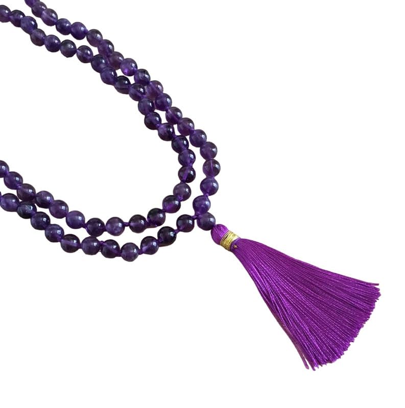 Natürliche AAA brasilianische Amethyst Mala 108 Mala Halskette 10mm geknotete 108 Mala Perlen, 108 Gebet 10mm Perlen, buddhistische Meditation Japa Mala