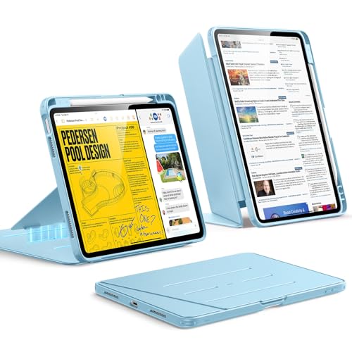 Image of ESR for iPad Air 11 Inch Case M4 /M3 /M2 (2026 /2025 /2024), iPad Air 5th /4th Gen (2022 /2020), Vertical Stand Cover, Multi Stand Angles, Ultra-Stable Case with Pencil Holder, Flip Series, Sky Blue