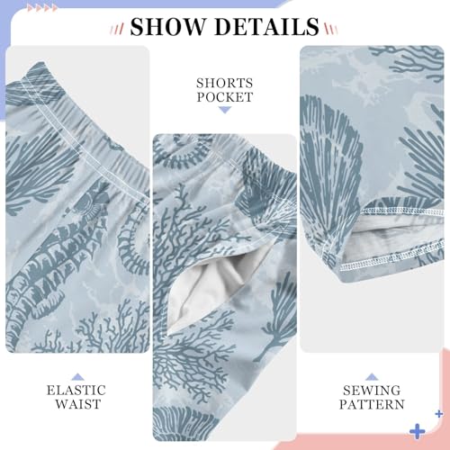 Boys' Pants Marine Stars Seahorse Coral Blue Long Bottoms Jogger Pants Elastic Waist Trousers with Pockets S-XL4