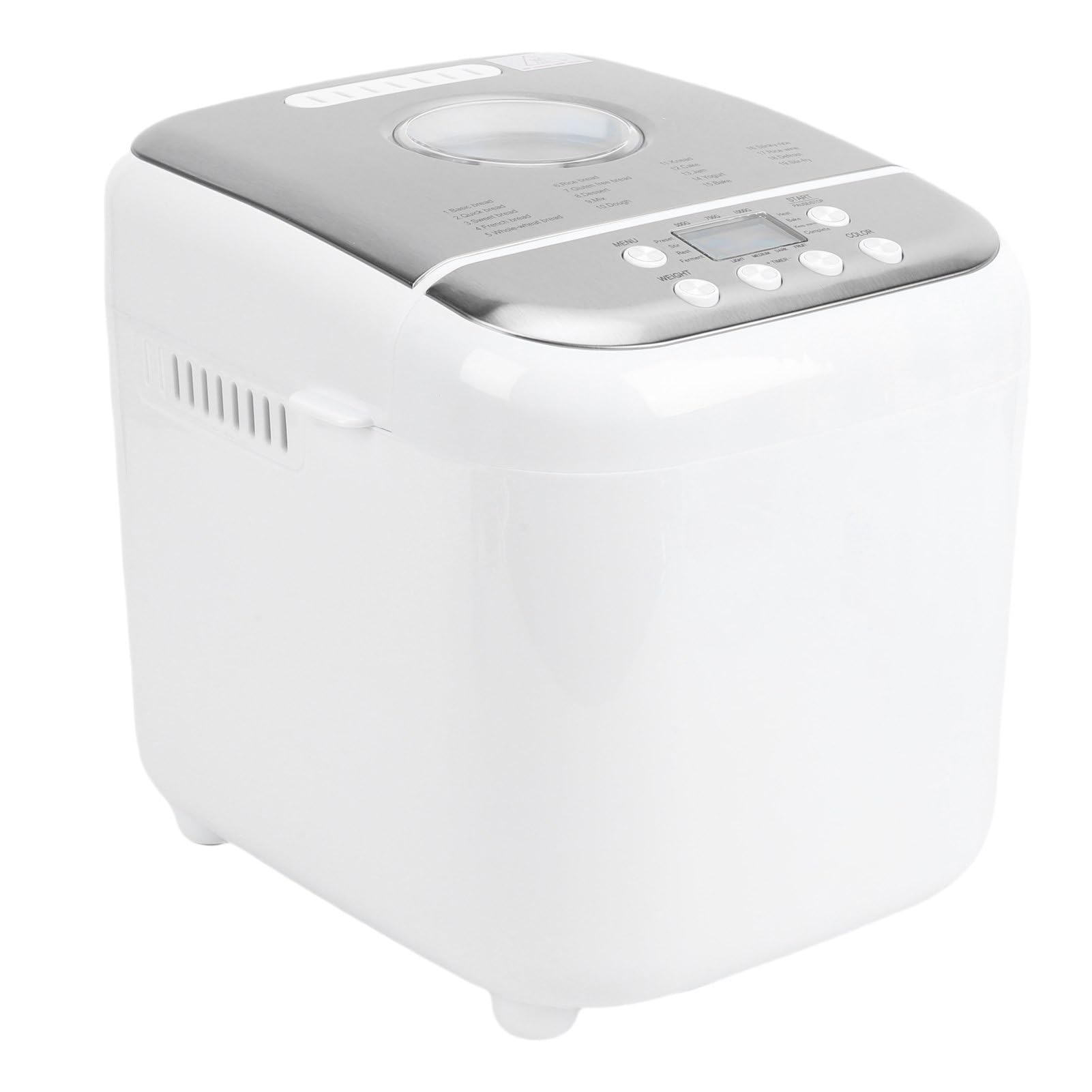 TOPINCN Máquina de Pan Programable, 19 Programas Automáticos, 3 Tamaños de Pan, 3 Niveles de Dorado, Pantalla LCD, Bandeja Antiadherente con Temporizador de 15H para Casero, Masa, (Enchufe de la UE)