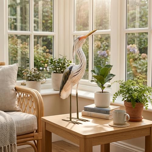 Oiseau côtier héron bleu sculpté main idée cadeau décoration authentique