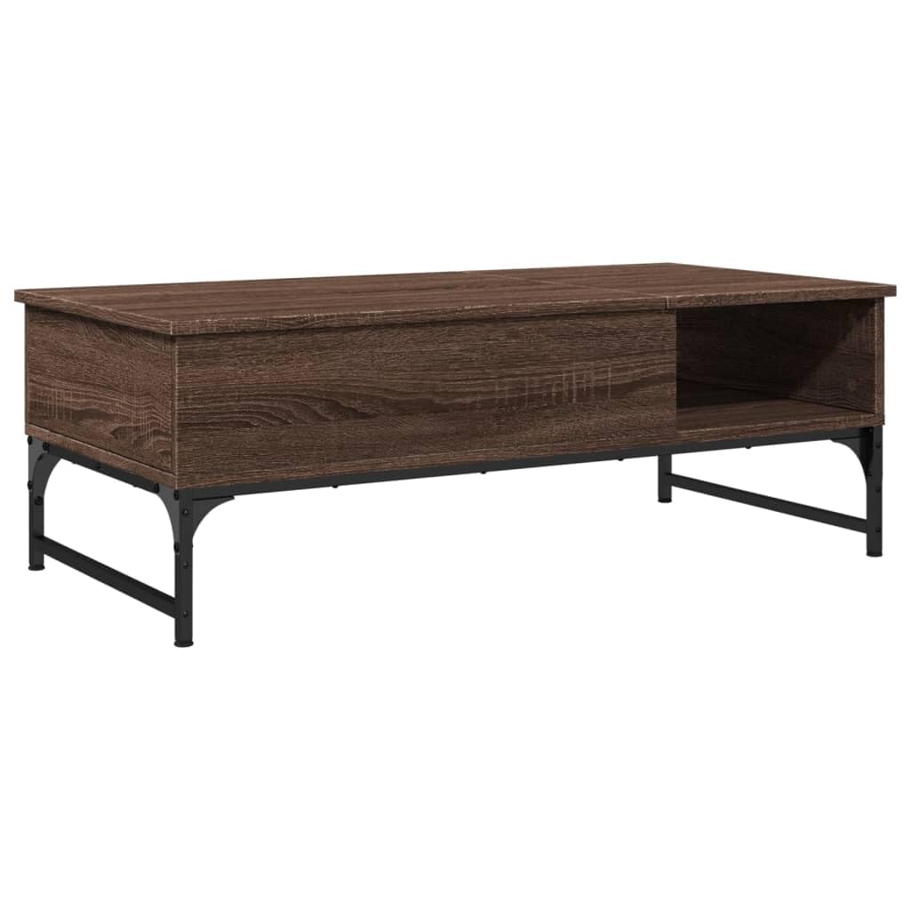 Homgoday Table basse en chêne marron 100 x 50 x 35 cm - Bois d'ingénierie et métal - Table d'appoint pour salon, salle de réception d'invités, chambre à coucher et mobilier de bureau