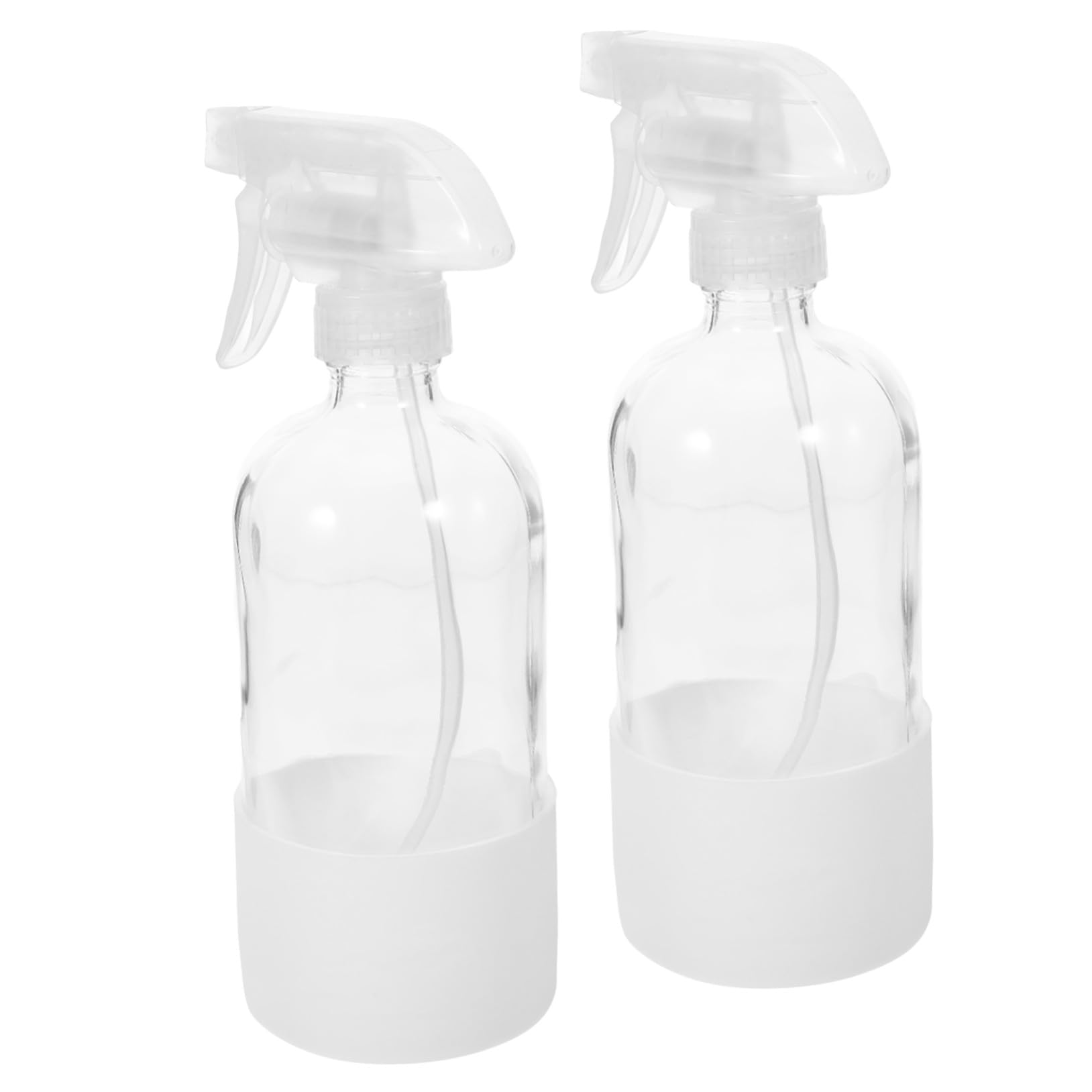 Mikinona Sprühflaschen Leicht und Handlich 500ml aus Glas mit Silikonschutz 2 Stück Weiße Feinnebel Wassersprühflaschen für Pflanzen und Haushalt