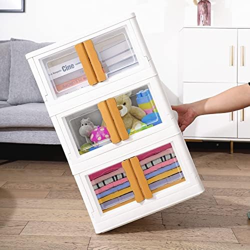 2-pack*50L Folding Storage Box Plastic Drawer Organizer Stackable Shelf Baskets Cloth Closet Containers Bin Cubes