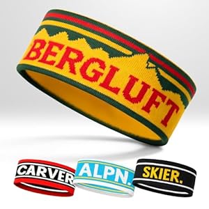 Gestricktes Retro Winter Stirnband – Warmes Winters Kopfband für Skifahrer und Bergliebhaber (Bergluft Retro-Bunt)