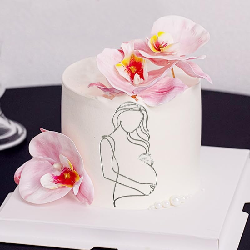 Miniatura 4 de Decoración de pastel de baby shower de mujer embarazada, acrílico para tartas de bebé, decoración de pasteles de revelación de género, anuncio de
