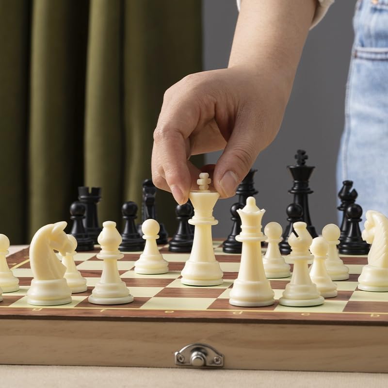 echiquier Jeu d'échecs magnétique Pliable en Bois, Plateau de Jeu intérieur for Le Rangement, for Adultes, Enfants et débutants, idéal for Les Voyages et Les Cadeaux echecs Jeu(39 * 39CM)