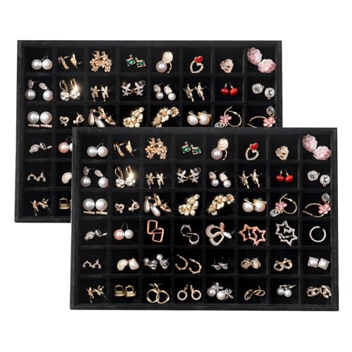 Image of Large Velvet Jewelry Tray Display Drawer Inserts 2 Pack