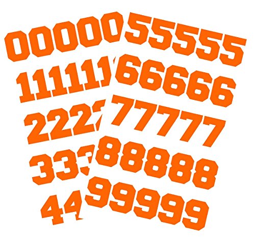 Sports Helmet Numbers 1" by Chalkallaboutit® Baseball, Softball, Hockey, Football and Lacrosse (Orange)
