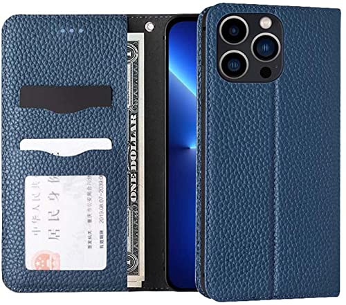 Étui portefeuille iPhone 13 Pro Max bleu pour protéger l'écran et ranger ses cartes