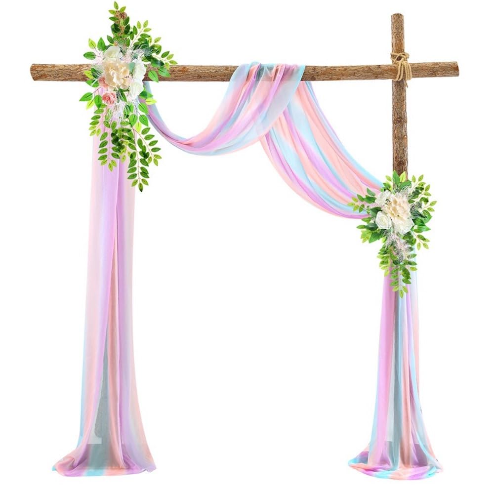 Wambere Cantonnière - Décoration à main levée - Rideau de mariage - En tulle - Rideau photo - Décoration d'arche de mariage - Pour photographie, fête, cérémonie - Multicolore - 75 x 1 000 cm