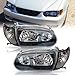 XIJIE For 2001 2002 Toyota Corolla Halogen Set w/Corner Signal Headlights Headlamps Assembly Driver Left Side Passenger Right Side Black Housing Clear Lens