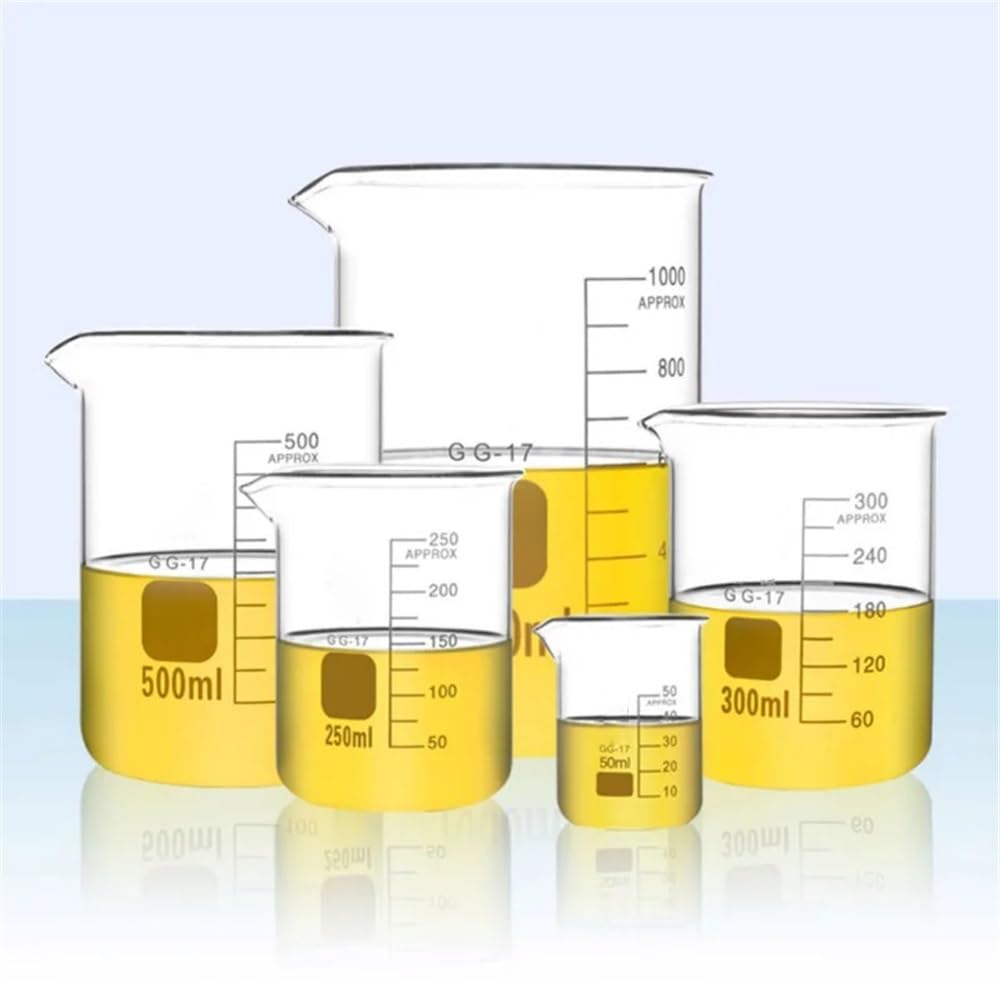Équipements et fournitures de laboratoire 1 ensemble de béchers en verre borosilicaté à paroi épaisse, tasses mesurer graduées