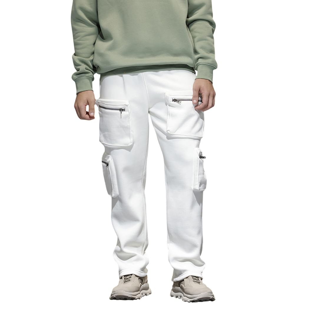 WROGN Men's 320 GSM Cargo Joggers | Cotton Poly Fleece | Straight Fit-picture-11