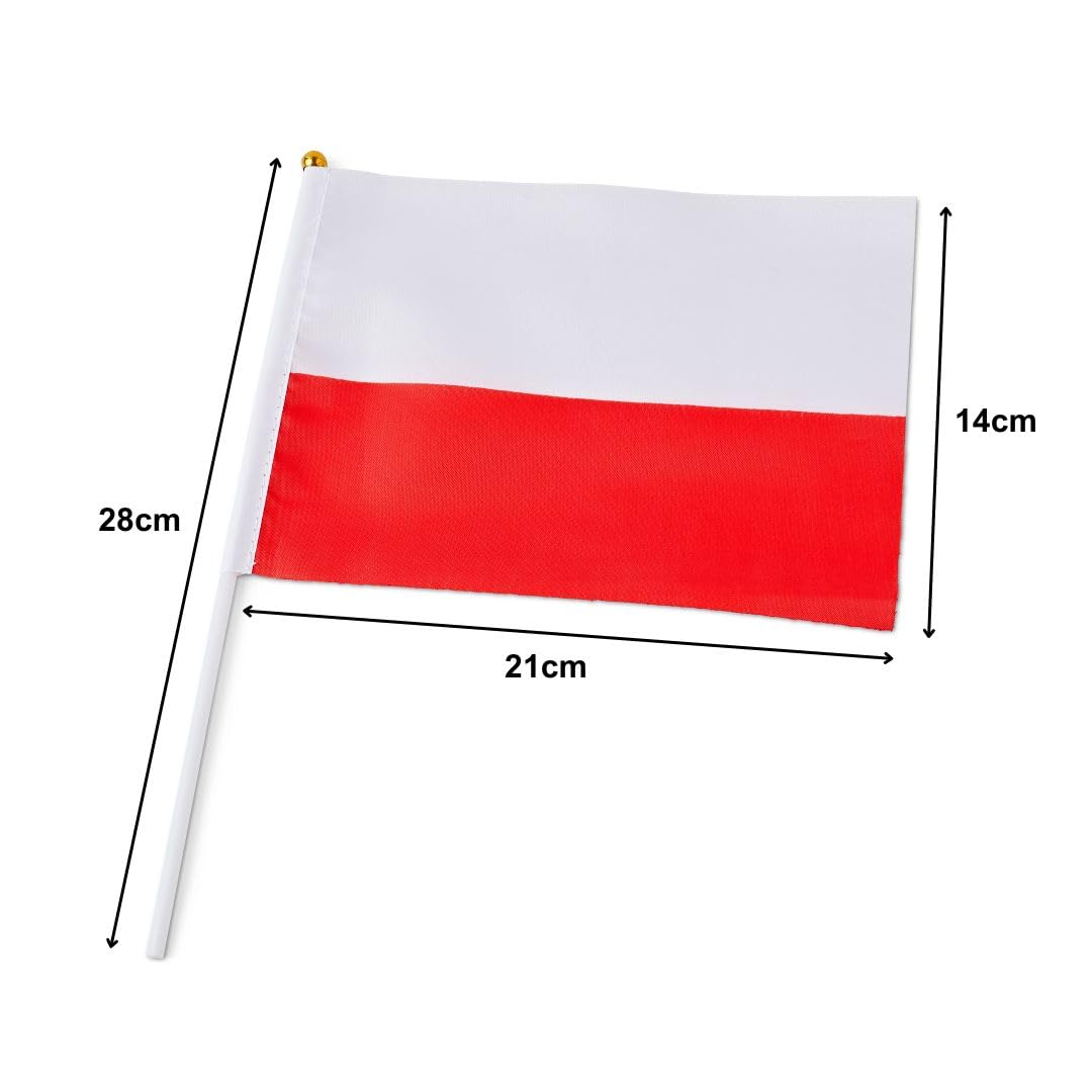 Runesol 12 Pack Hand Held Polish Flag 14cm x 21cm, Mini National Flag on Sticks for Party Decorations Sports, Wimbledon - Image 2