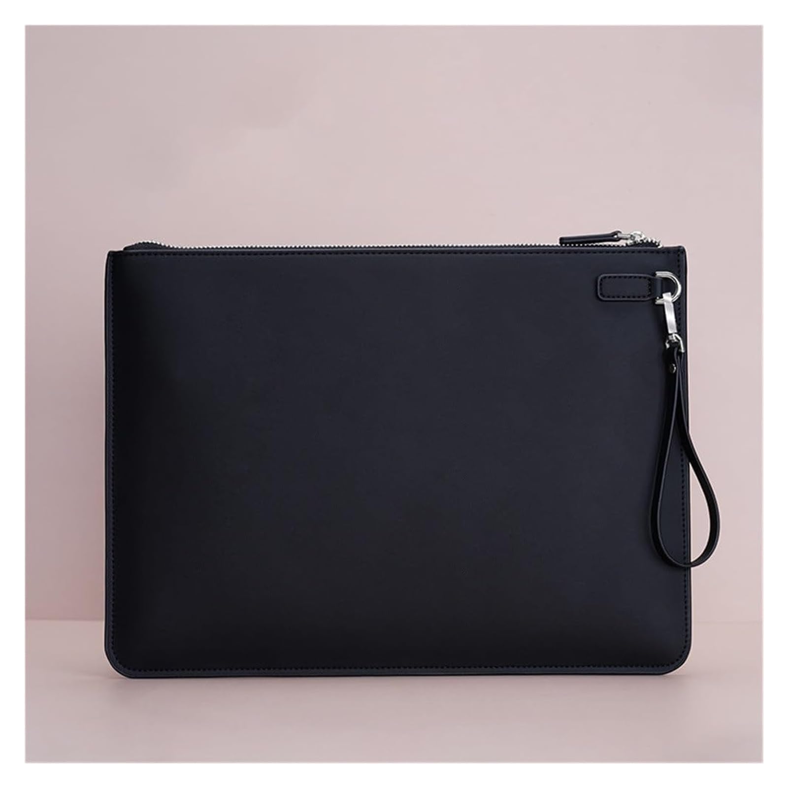 Portabuste in pelle PU Portafoglio portadocumenti in pelle, portadocumenti, cartella portadocumenti A4, multicolore, 24,8x34,5 cm(Black)