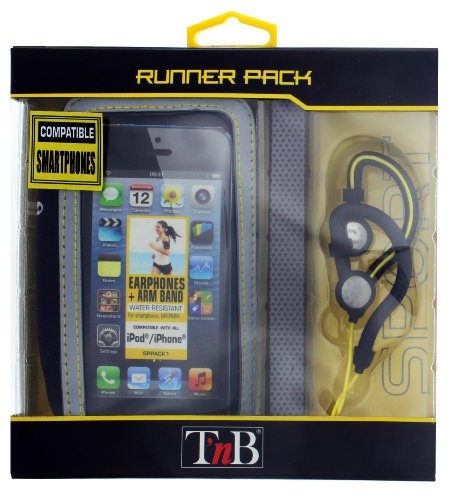 T'nB SPPACK1 Pack de Brassard + Ecouteurs pour iPhone 5 Noir