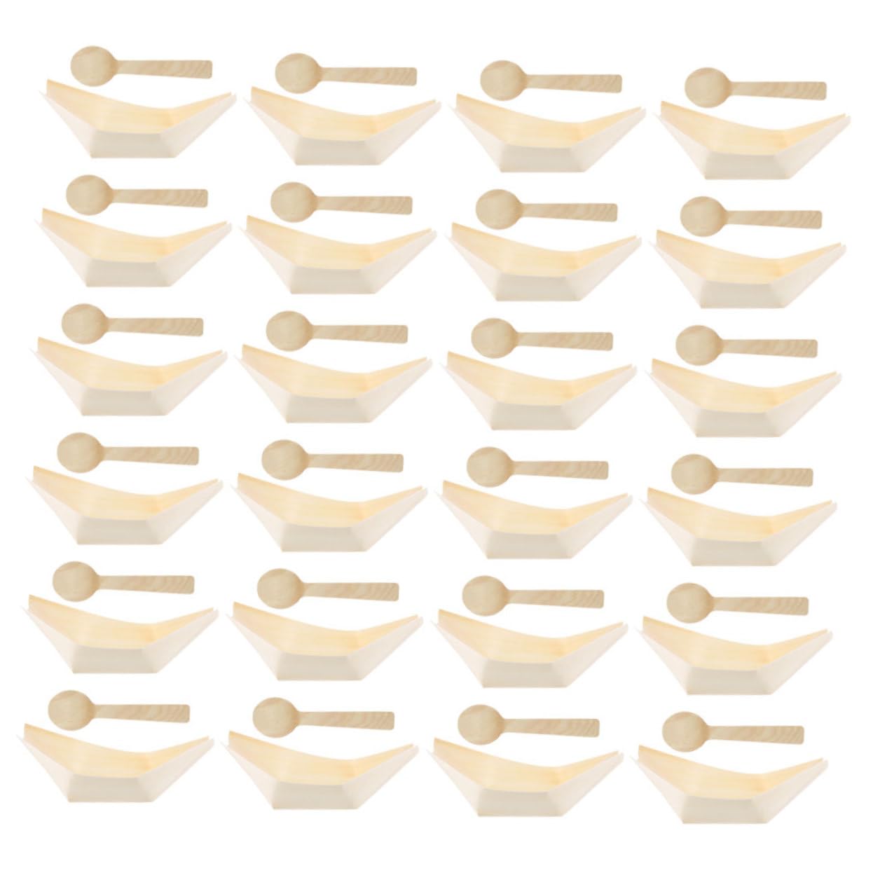 PRETYZOOM 100pcs Disposable Wood Boat Plates Sushi Boat Serving Tray Snack Tray Catering Supplies