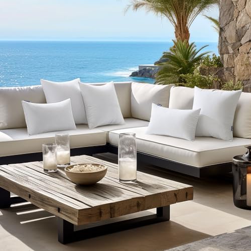 MIULEE Pack of 2 12x20 Inch Outdoor Pillow Inserts Waterproof Decorative Throw Pillow Insert, Rectangle Lumbar Garden Pillow Form for Patio Sofa Couch