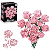 Rosa Rosen Blumenstrauß-Bauset – Künstliche Blumen Baustein Botanical Collection, Geschenk für Erwachsene Frauen Partner Muttertags Valentinstag Freundin oder Freund Weihnachten – Home Deko