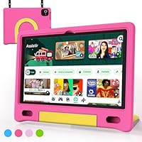 VNEIMQN 10.1\" Kids Tablet, Android 14, 64GB, Eight Core CPU, Wifi, Large Battery, Kids Content, Parental Control, Hd Screen for 3-12 Years, Bluetooth, Anti Pink Case
