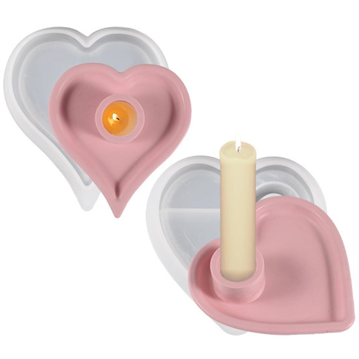 Lurrose 5 Sätze Kerzenhalter Formen Kronleuchter Kerzenhalter Kerzenmacher Kerzendocht Doppelkerzenwachs Kerzenständerhalter Silikonformen 2 Stück * 5