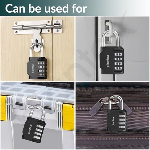 Image of Plantex 4-Digit Code Combination Door Locks /Number Lock /Portable Luggage Lock /Travel Lock for Briefcase /Laptop Bags - Pack of 1 (Black)