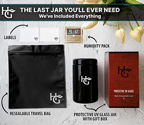 Herb Guard - 2 Oz Smell Proof Jar And Airtight Container (1 Liter) Comes With Humidity Pack To Keep Contents Fresh For Months #TOP1