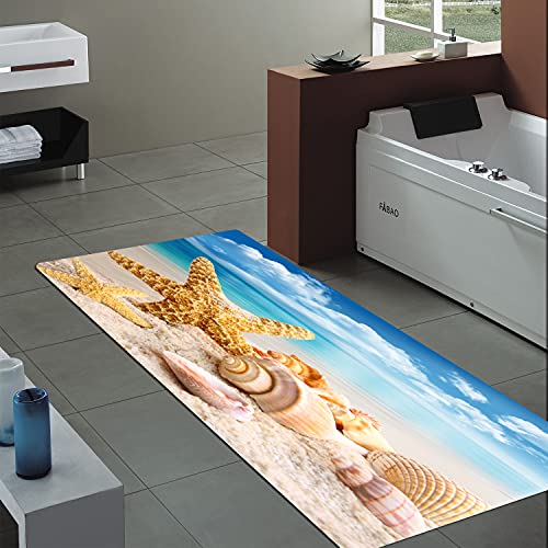 Non Slip Bath Rugs Sponge Foam For Bathroom,Durable Flannel Mat Bright 3D Print Rug, Clearance Mats For Forlaundry Room And Kitchen, Conch Beach Themed Decor Carpt #TOP3