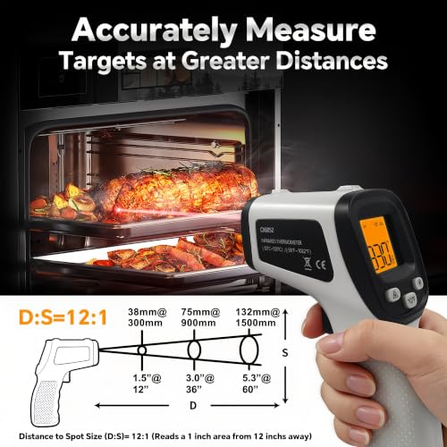 Image of Infrared Thermometer Gun, Digital Laser Temperature Gun -58F to 1022F, Adjustable Emissivity, LCD Backlight, MAX /MIN Display, Non-Contact Thermometer for Pizza Oven, BBQ, HVAC, Griddle