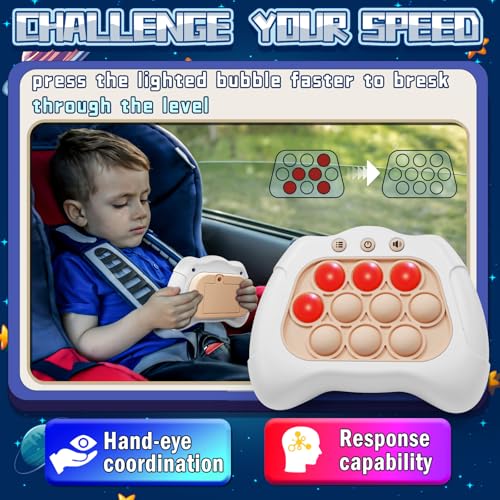 Aolgen Quick Push Game,Pop Game Fidget Toys, Fast Push Bubble Game, Handheld Puzzle Game Sensory Toys ,Light Up Push Pop Game for Kids 3-12 Girls and Boys Teens Adults Decompression (White) - Image 3