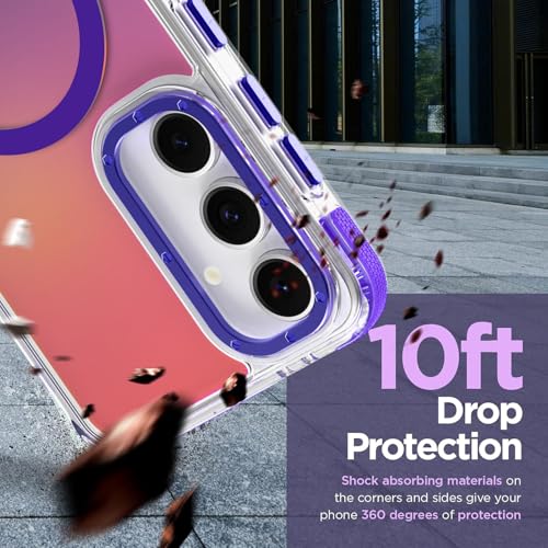 Image of Magnetic Case for Samsung Galaxy S24 FE [Compatible with Magsafe] [Cute Fashion Fluorescent Design] [1 Screen Protector] Slim Translucent Matte Case for Galaxy S24 FE 6.7 inch, Purple