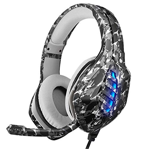 Preisvergleich Produktbild LZ Gaming Kopfhörer Over-Ear Kabelgebundenes Headset Intensiven Bässen Omnidirektionales Mikrofon Switch Ohrhörer für PS4 PC Xbox One,Camouflage Gray