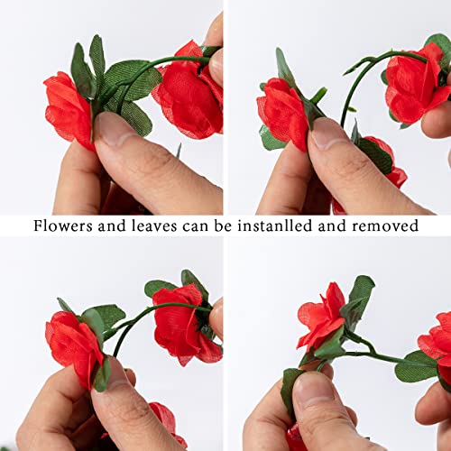 Garisey 6 Pcs 48 Ft Flower Garland Fake Rose Vine Artificial Flowers Hanging Rose Ivy Garland For Home Hotel Party Wedding Arch Decor (Red) #TOP6