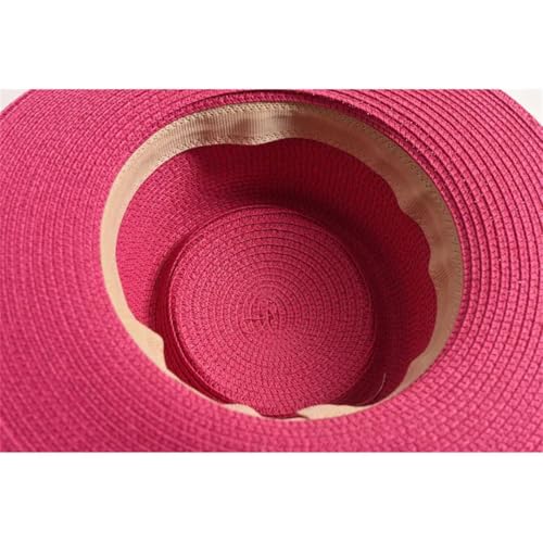 Women Summer Straw Sun Hats For Women Ladies Flat Brim Ribbon Beach Hat Travel Dress Cap4