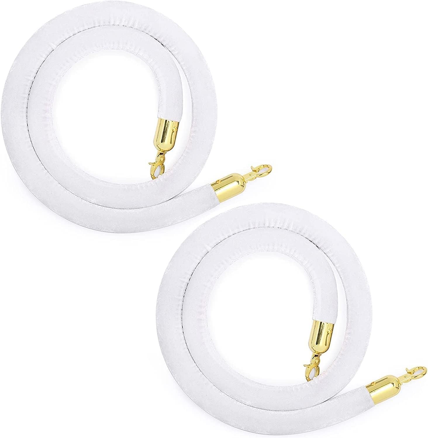 Elegant Velvet Queue Barrier Rope Set - 2 Durable Stanchion Ropes with Polished Hooks for Event Crowd Control - Stylish & Reliable Red Carpet Solution for Weddings Hotels and Parti