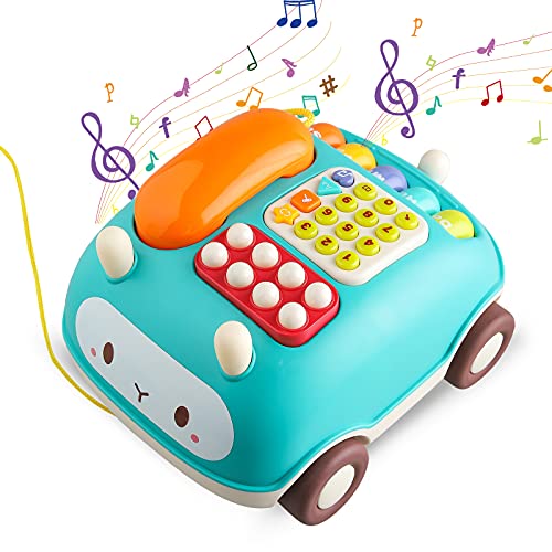 Tikooere Multi-Function Musical Toys for 1 2 3 Years Old,Telephone Toy with Hit The Hamster Game,Piano,Music and Light,Early Education Phone Toy Gifts for 1-3 Years Toddler Kids Boys Girls (Red)