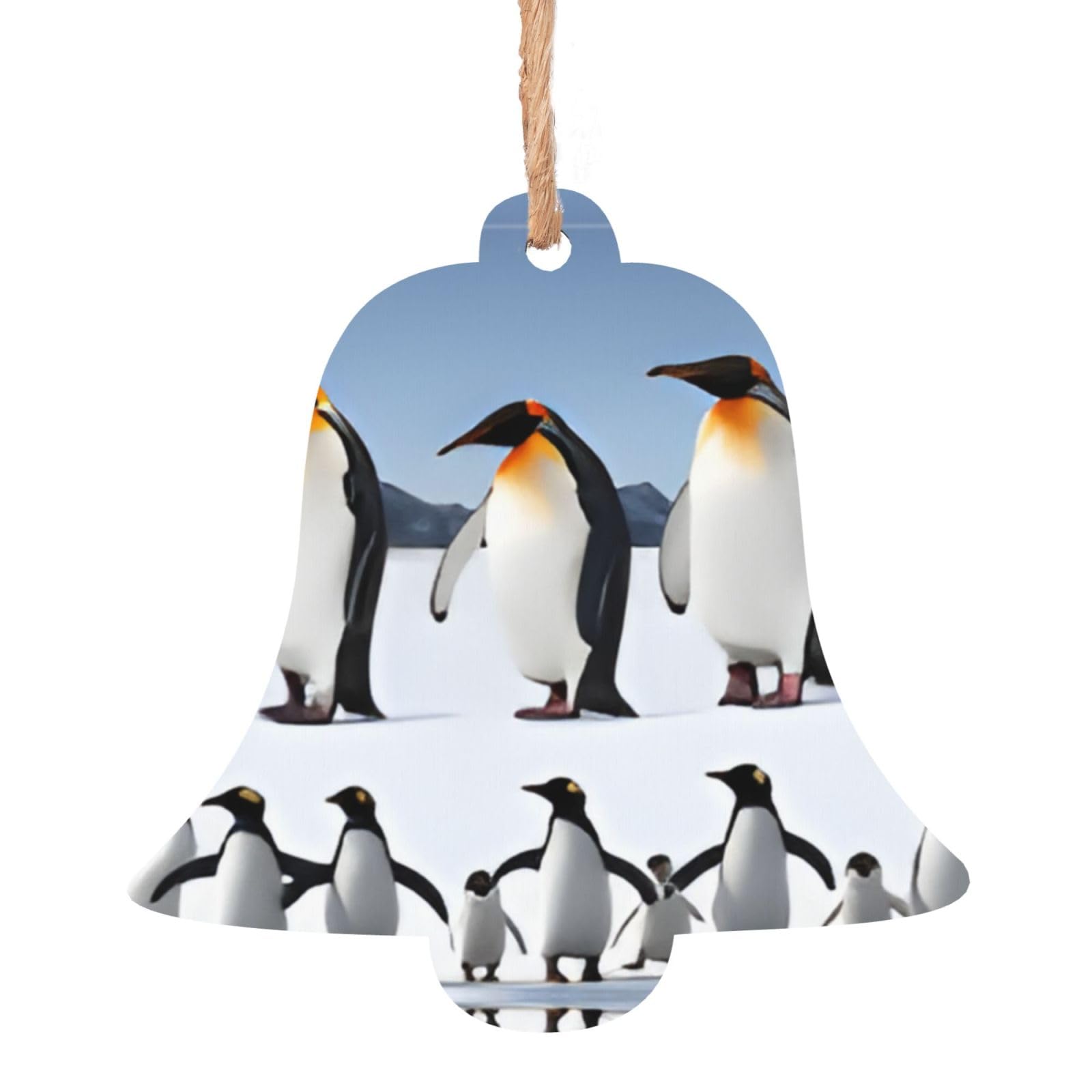 Penguins Christmas Wooden Ornaments Exquisite Handcrafted Wood Hanging Decor with Double-Sided Print, Perfect for Holiday Tree & Home Festive Decoration