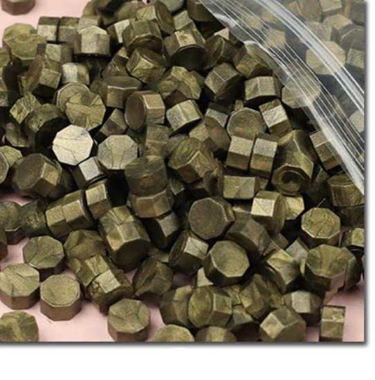 500g Vintage Ceralacca Tablet Pillola Perline Busta Sigillo di Cera Sticks per Busta Sigillo di Cera di Nozze Antiche Ceralacca-Oro Verde