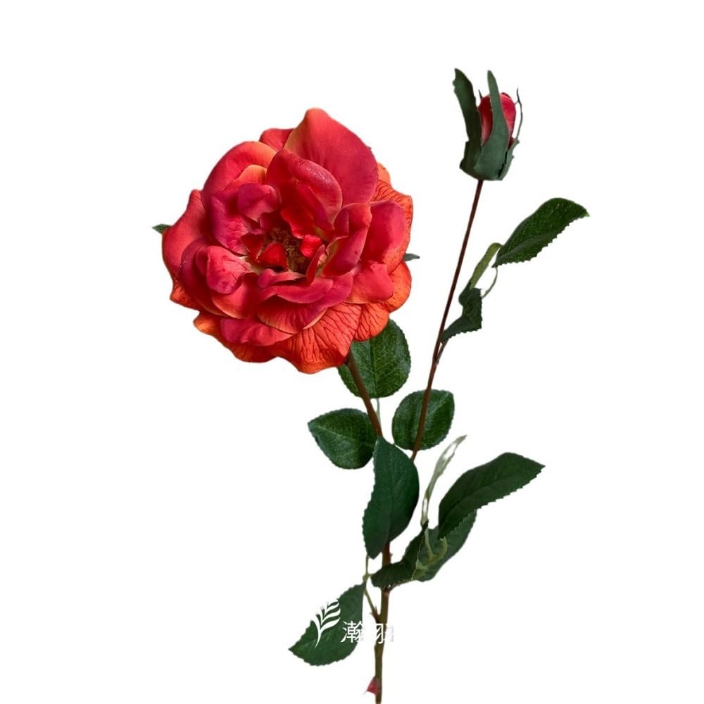 Dekoration mit Kunstblumen, Künstlicher Blumenstrauß aus Teerosen, Mehrfarbig, for Heimdekoration, Hochzeiten und Veranstaltungen(Orange)